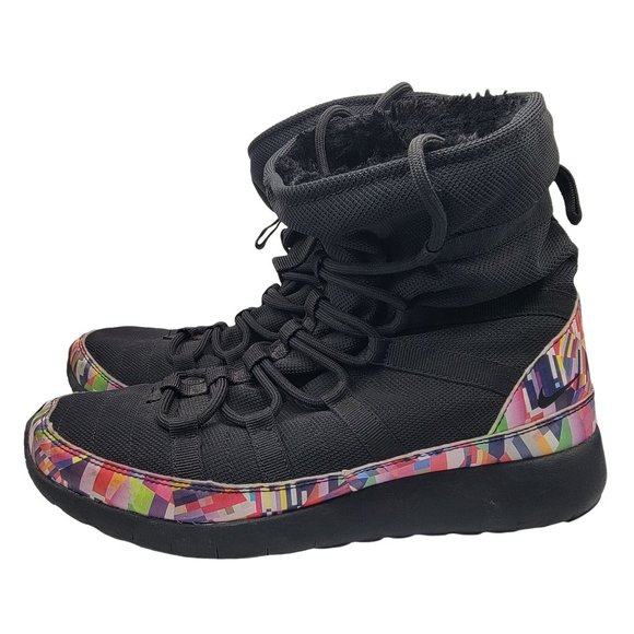 Nike Roshe One High Print GS Womens 8.5 - Kids 7Y Black Lined Shoes 807744-002 - Picture 5 of 12